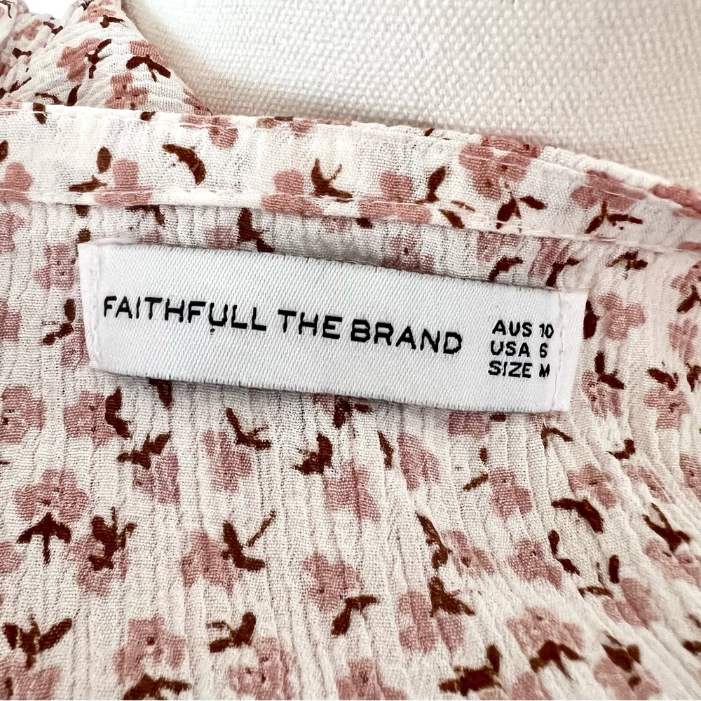 Faithfull The Brand Trinidad Mini Dress Rae Pink Ditzy Floral Tie Front Cut Out - Picture 11 of 16